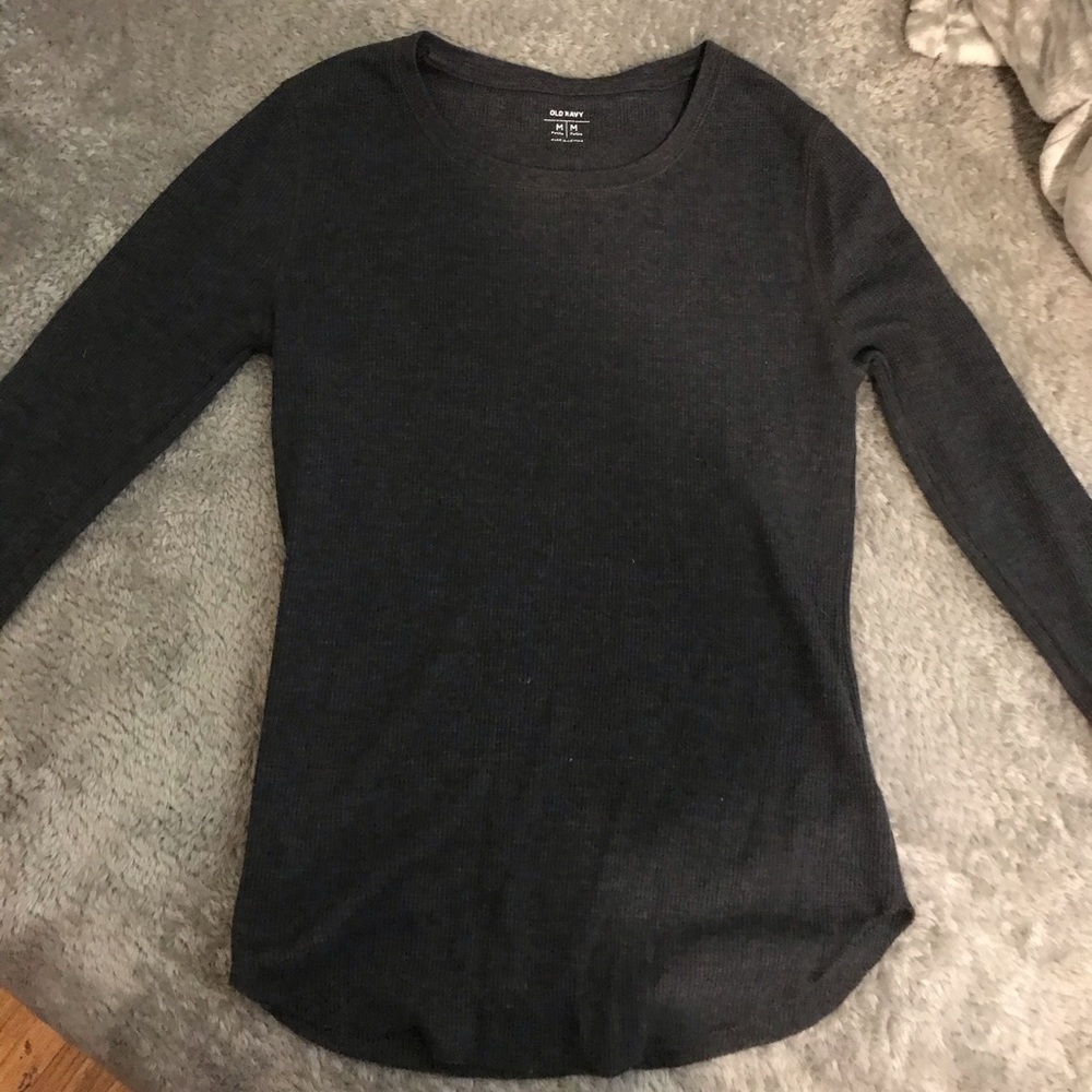Knitted Dark Grey OldNavy Crew Neck Long Sleeve